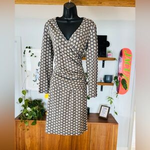 Joseph Ribkoff Polka Dot Wrap Dress – Made in Canada – Size L (Stretch)
